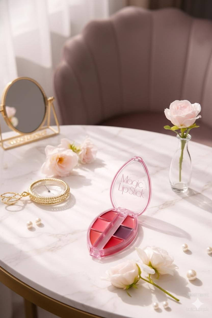 6-Shade Lipstick Palette Matte & Shimmer Finish Lip Colors